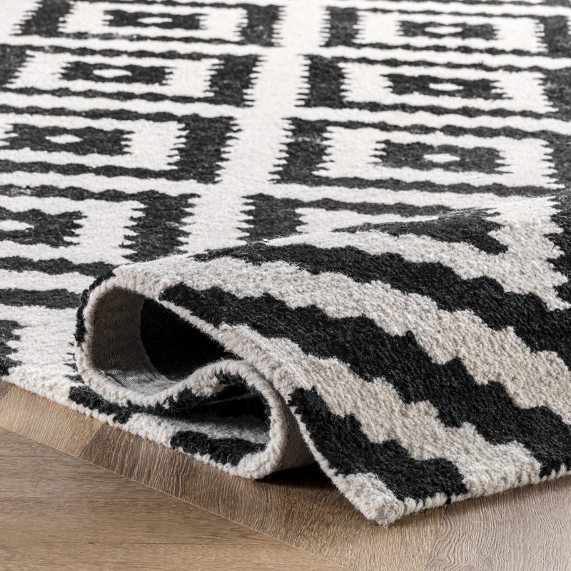 Oliver Decca Handmade Wool Black/Cream Rug & Reviews Wayfair